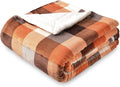 SOCHOW Buffalo Plaid Sherpa Fleece Throw Blanket, Double-Sided Checkered Super Soft Luxurious Bedding Blanket 50 x 60 inches, Orange
