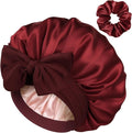 YANIBEST Silk Hair Bonnet for Sleeping, Double Layer Hair Bonnet with Elastic Tie Band for Curly Natural Hair Reduce frizz