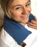 Neck Wrap Blue Denim Cherry Pit-Stone Pillow, Microwavable Hot/Cold Compress, Sustainable Moist Heat Pack, Shoulder Pain Relief, Washable, Spa Gift