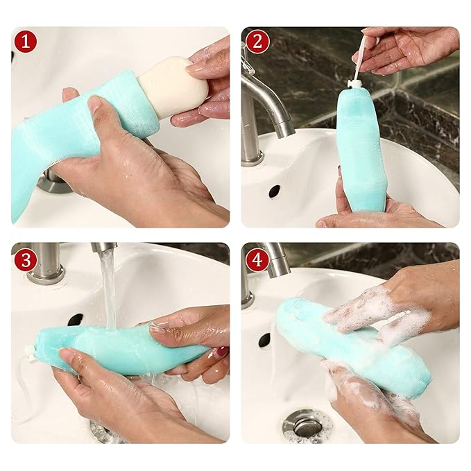 Boao Mesh Soap Bar Loofah Exfoliating Mesh Soap Saver Bag Pouch Bubble Foam Net for Body Facial Shower Cleaning Tool(10 Pieces)