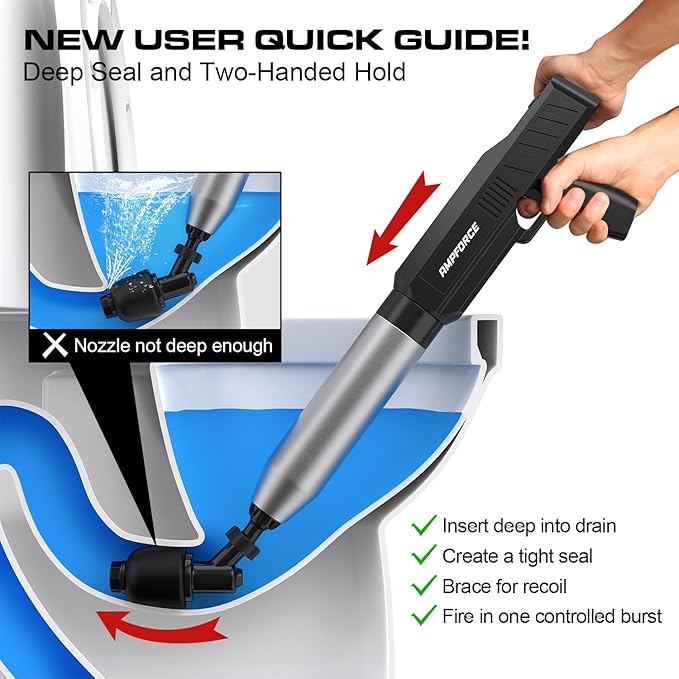‌Electric Toilet Plunger for Bathroom, High-Pressure Air Plunger, Heavy-Duty Clog Remover for Toilets, Toilet Drain Unclogger (Ink Black)