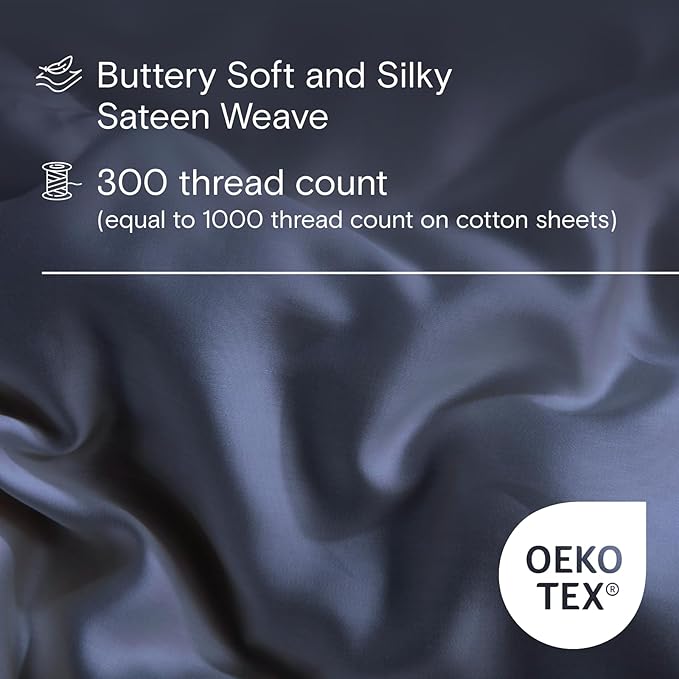 DOZ Duvet Cover Set, 100% Viscose derived from Bamboo, Organically Grown, Buttery Soft, Cooling Duvet Covers, High GSM, 1 Duvet Cover and 2 Pillowcases, 106"x90" (Sapphire, King/Cal King)