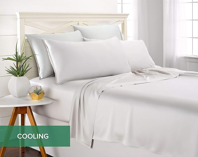 Twin XL Sheets by Pure Bamboo, Genuine 100% Organic Viscose Derived from Bamboo Bed Sheet Set, Luxuriously Soft & Cooling, Double Stitching, Lifetime Quality Promise (Twin XL, White)