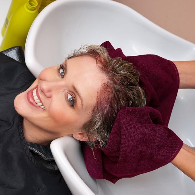 Arkwright Bleach Proof Salon Towels - Pack of 12 - Highly Absorbent, 100% Cotton, Quick Dry Spa Face Towel for Hair Stylist, Barber, Pedicure, and Esthetician, 16 x 28 in, Burgundy