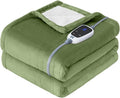 SEALY Heated Throw Blanket, Flannel & Sherpa Electric Throw with 6 Heat Setting & 2-10 Hours Auto Shut Off, Fast Heating & Machine Washable, 50x60 Inch, Green