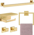 Brushed Gold Bathroom Hardware Set,5-Piece Gold Towel Bar Set Stainless Steel Towel Holder Set 16 Inch Towel Bar Towel Rack Set for Bathroom,Wall Mounted
