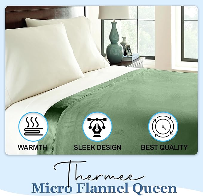 Thermee Micro Flannel King Size Blankets, Lightweight All Seasons Cozy Blanket, Throw Blankets for Home and Living Room, Comfy & Soft Blanket for Couch, Machine Wash, No Pilling - Clover