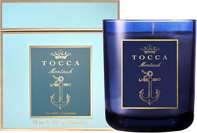 TOCCA Montauk 10oz Candle - Sea Salt & Cucumber Scented, Hand Poured Soy-Wax Blend with 100% Cotton Wick, 60 Hour Burn Time