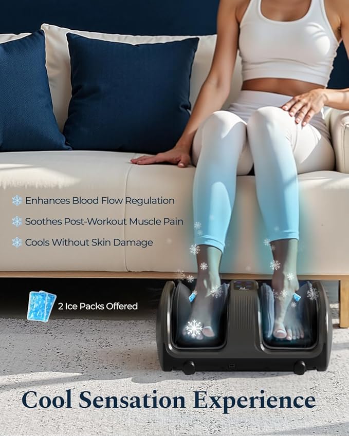 HomeCare Shiatsu Foot Massager with Heat & Ice Therapy - Gray, Deep Kneading for Plantar Fasciitis & Neuropathy Relief, Adjustable Intensity, Feet/Leg/Calf/Ankle at Home/Office,Gifts for Women, Men