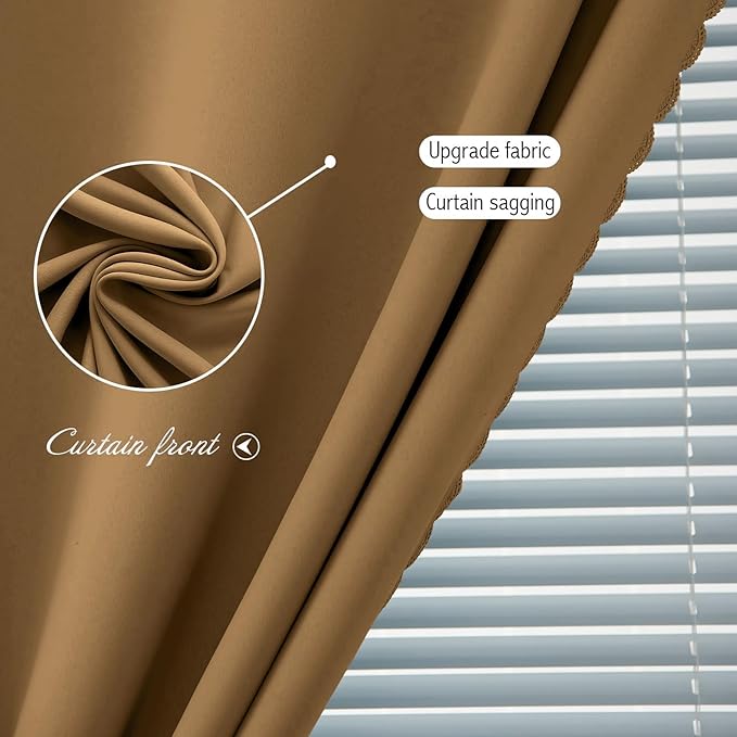 Self Adhesive Curtains, Stick Curtain Blackout Shades Window Cover Curtains for Living Room No Drilling, 35" W X 71" L, Brown, 1 Panel