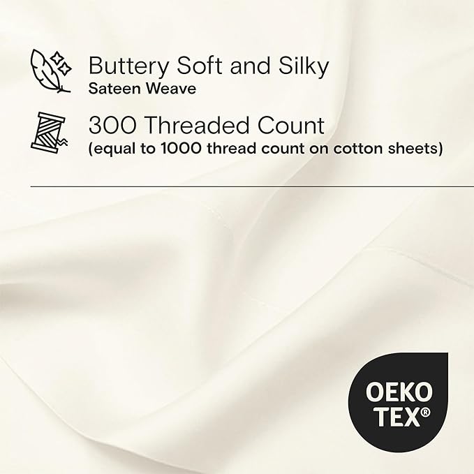 DOZ Duvet Cover Set, 100% Viscose derived from Bamboo, Organically Grown, Buttery Soft, Cooling Duvet Covers, High GSM, 1 Duvet Cover and 1 Pillowcase, 70"x90" (Ivory, Twin/Twin XL)