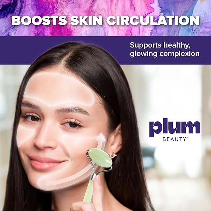 Jade Roller - Face Roller - Gua Sha Facial Tools, Jade Rollers for Face, Skin Care Kit for Men Women, Guasha Tools for Faces, Facial Care Reduces Under-Eye Puffiness and Dark Circles