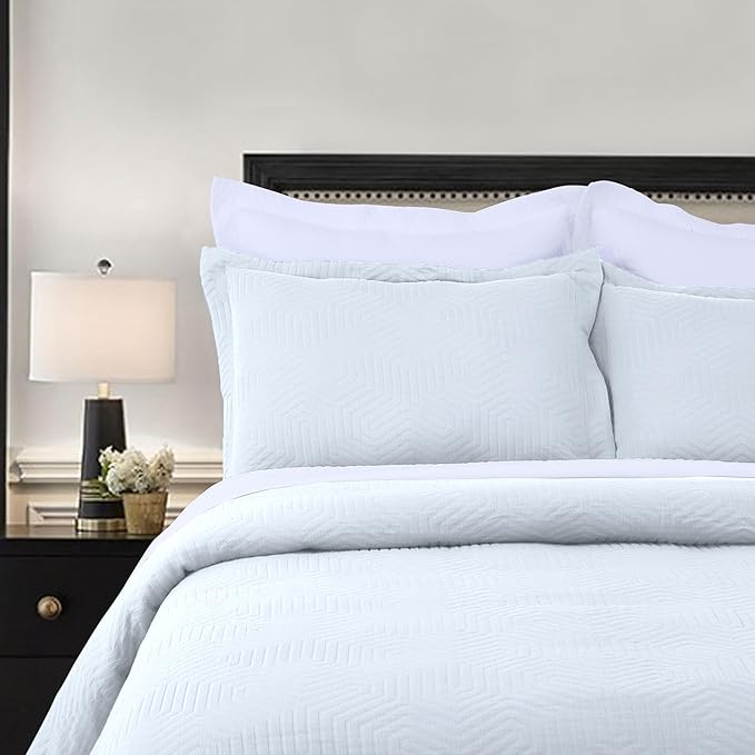 Threadmill Luxury Cotton Blankets for Queen Size Bed | All-Season 100% Cotton Queen Size Blanket | Aster Jacquard Cozy Lightweight, Soft Breathable Coverlet fits Full Size Bed, 90x92 | Light Blue