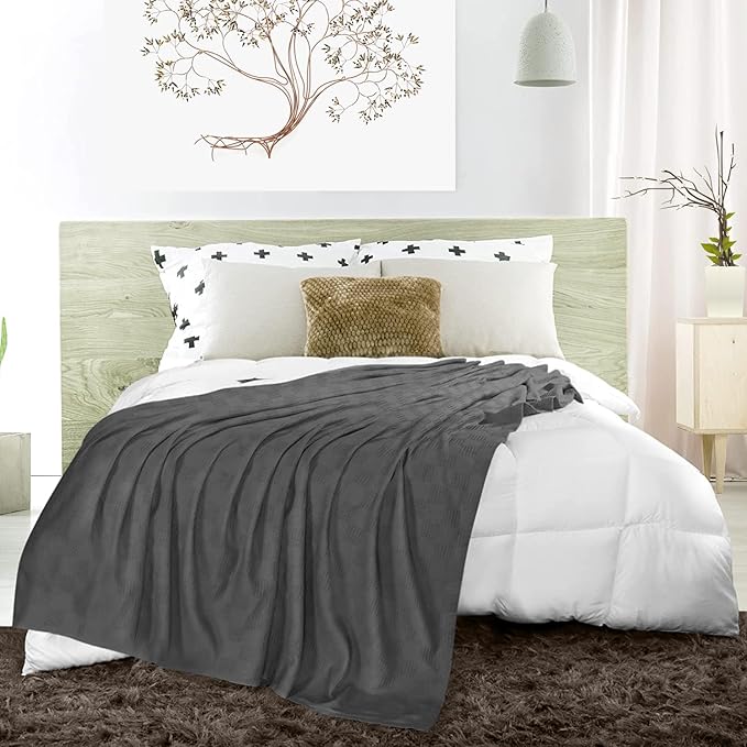 Avalon Bedding 100% Cotton Blanket Twin Size Thermal Blanket (72"x90") - Perfect Cotton Blankets Twin Size for Layering Bed in Any Season - Cotton Blankets for Bed (Grey)