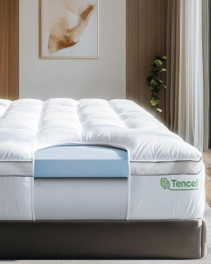 ViscoSoft 4 Inch Pillow Top Memory Foam Mattress Topper Full - Cooling Hybrid Lux Dual Layer Bed Mattress Pad - CertiPur-US Certified