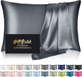 Mulberry Silk Pillow Cases King Size, Silk Pillowcase for Hair and Skin, Both Sides Natural Silk Satin Pillowcase for Sleeping Women with Zipper, Gifts for Women Men, Space Grey