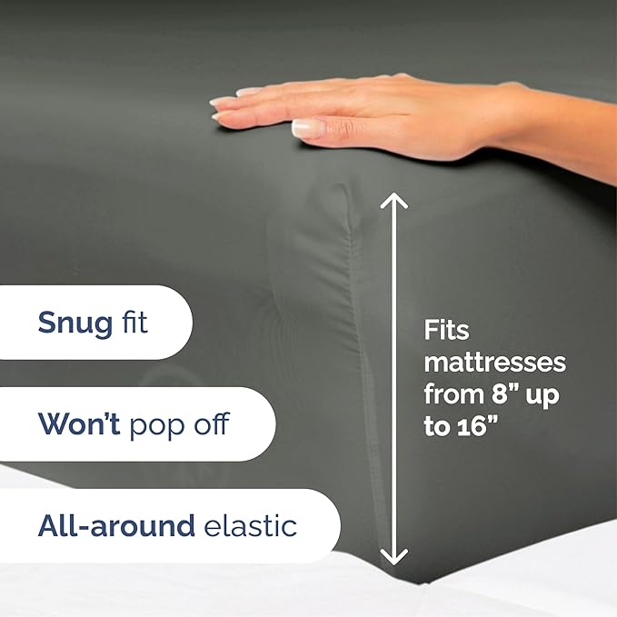 Cal King Size 4 Piece Sheet Set - Extra Soft, Breathable & Cooling Sheets - Hotel Luxury Bed Sheets for Women & Men - Deep Pockets, Easy-Fit & Wrinkle-Free Sheets - Dark Slate Grey Oeko-Tex Bed Sheets