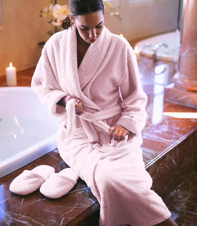 Plush Microfiber Fleece Robe | Super Soft & Warm | Lightweight | Full Length
