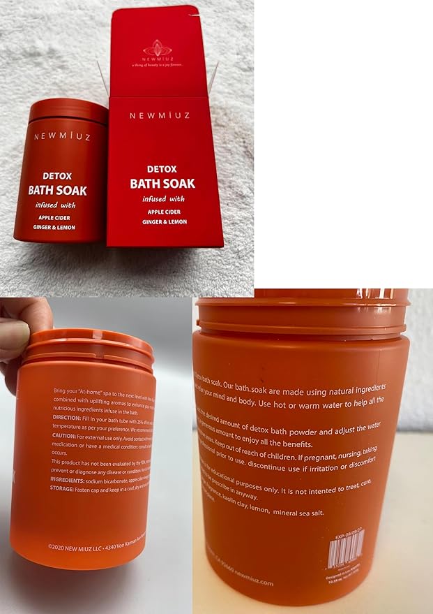 Luxury Bath Salts with Apple Cider Ginger Lemon Essential Oils for Healthy Skin Detox Foot Soak Body Care Muscle Recovery Aromatherapy Selfcare Gift