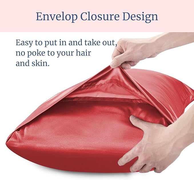 BEDELITE Satin Pillowcase for Hair and Skin, Super Soft Similar to Silk Pillow Cases 4 Pack with Envelope Closure, Cooling Pillowcases for Women Men (20"x26" Standard Size, Baked Apple)