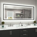 TETOTE 72 x 32 Large Bathroom Mirror Brushed Black Metal Frame Frontlit & Backlit Vanity Mirror 3 Colors White/Warm/Natural Stepless Dimmable Anti-Fog Bathroom Mirrors for Vanity Wall-Mounted