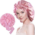 Silk Bonnet for Sleeping Women Satin Bonnet Double Layer Night Sleep Cap with Elastic Tie Band for Curly Natural Hair