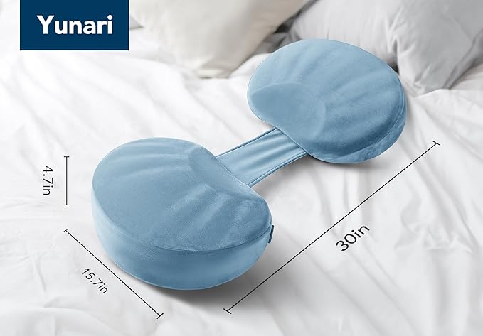 Pregnancy Pillow for Sleeping Memory Foam Maternity Pillow for Side Sleepers, Adjustable Travel Wedge Pillow Support for Back, Belly, and HIPS for Pregnant Women, Navy Blue