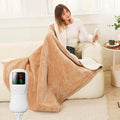 Electric Heated Blanke Throw Size, Super Soft Cozy Upgraded Flannel Heating Blanket with 9 Heating Levels & 1-9 Hours Auto Off, Fast Heat & Overheat Protection, 50" x 60", Khaki