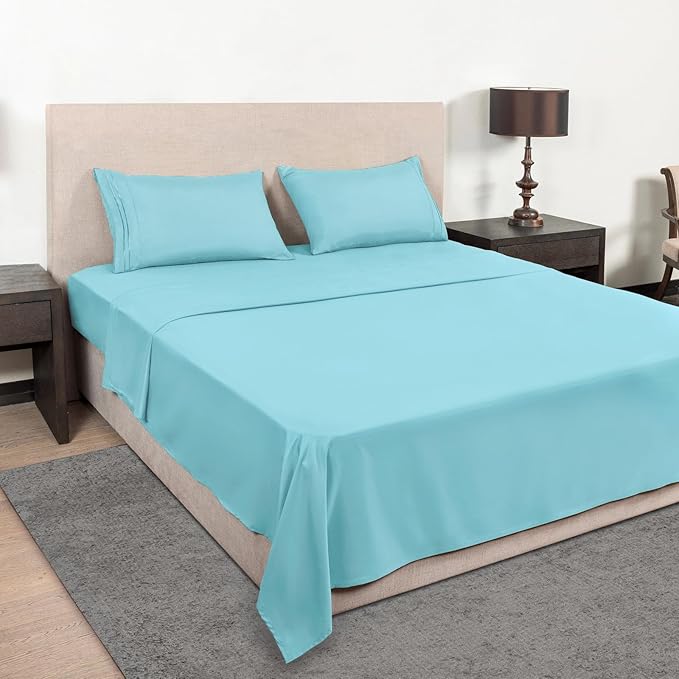 Mejoroom Twin XL Sheet Set - Hotel Luxury Microfiber Sheet & Pillowcase Sets Fits College Dorm Room Mattress - Soft, Breathable, Wrinkle & Fade Resistant - 3 Piece (Baby Blue)