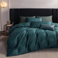 MooMee Duvet Cover Set 100% Extra Long Staple Cotton 600 Thread Count Silky Sateen Smooth Luxury Soft Breathable Durable Hotel Quality Bedding, 3 Pieces (Teal Green, Full 80"x90")