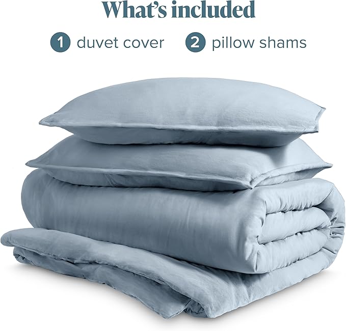 Bare Home Microfiber Duvet Cover Set - Ultra Soft Washed Microfiber - Oversized Queen Size - Linen-Like Look - Easy Care - Breathable Fabric - Our Softest Duvet Cover Set (Oversized Queen, Dusty Blue)