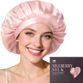 LitBear 100% Mulberry Silk Bonnet for Sleeping Women, 22 Momme Silk Hair Wrap with Elastic Band for Natural Curly Hair Long Short, Non-Slip Night Cap Reduce Friction Pink