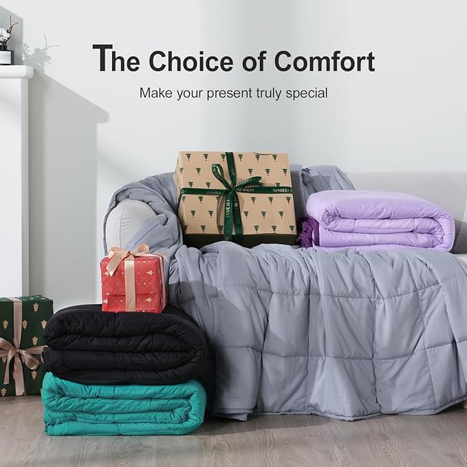 Lofus Weighted Blanket for Adults 10 lbs 60"x 80" Queen Size, Breathable All-Season Weighted Heavy Blankets, Soft Microfiber with Premium Glass Beads for Sleeping, Grey