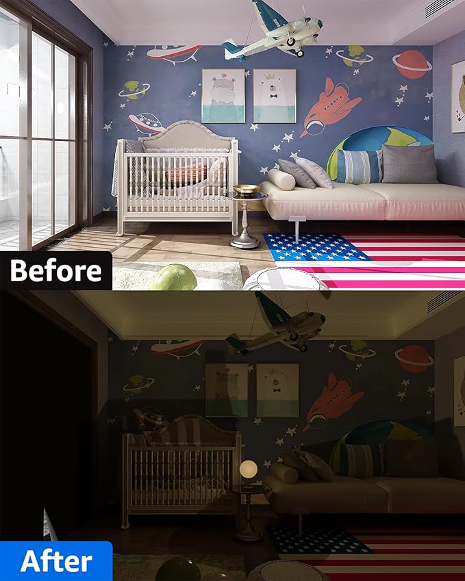 Sumobaby Blackout Curtains for Bedroom Portable 53"x72",No Drill Blackout Shades with Upgraded Hook&Loop Tapes,100% Black Out Window Cover,Thermal Insulated Blinds for Bedroom,Nursery(1 Panel,Black)