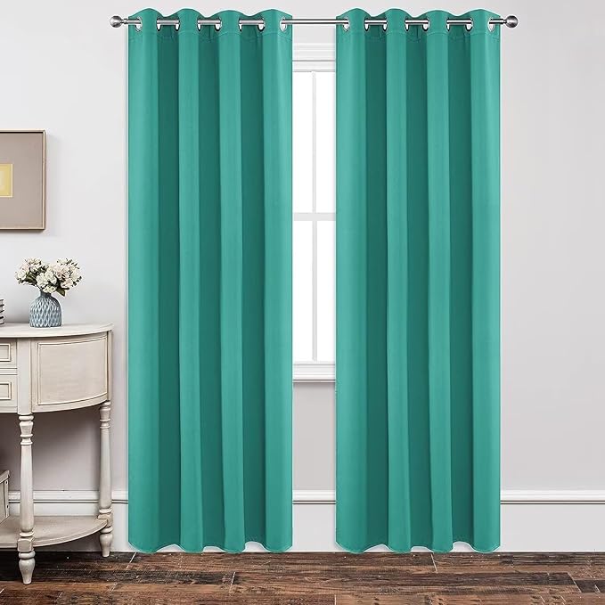 Joydeco Blackout Curtains 120 inches Long 2 Panels Set, Thermal Insulated Long Curtains & Drapes 2 Burg, Room Darkening Grommet Drapes for Bedroom Living Room Windows (W52 x L120 Inch, Peacock Blue)
