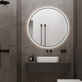 Niccy 28" LED Backlit Round Mirror for Bathroom, Black Framed Vanity Light Wall Mirror LED Smart Circle Mirrors with 3 Lighting Colors, Dimmable Lighted Mirror with Anti-Fog, IP65 Waterproof