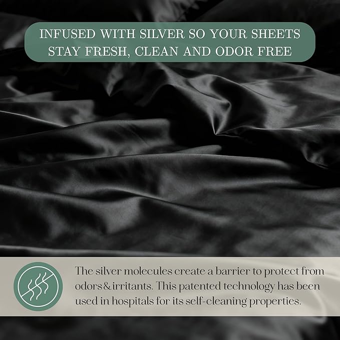 Eucalyptus Sheets - Infused with Silver for Anti-Odor, Softer Than Silk Fibers, More Cooling Than Cotton - Perfect for Hot Sleepers & Sensitive Skin - 100% Tencel Lyocell - King Sheet Set