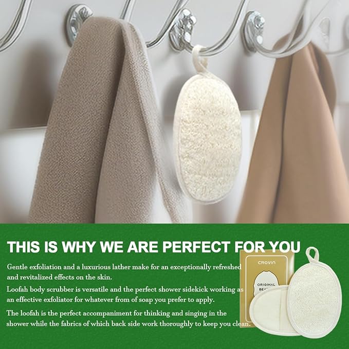 Natural Loofah Exfoliating Body Scrubber, Made with Natural Shower Loofah Sponge for Men and Women’s SPA (Pack of 2)