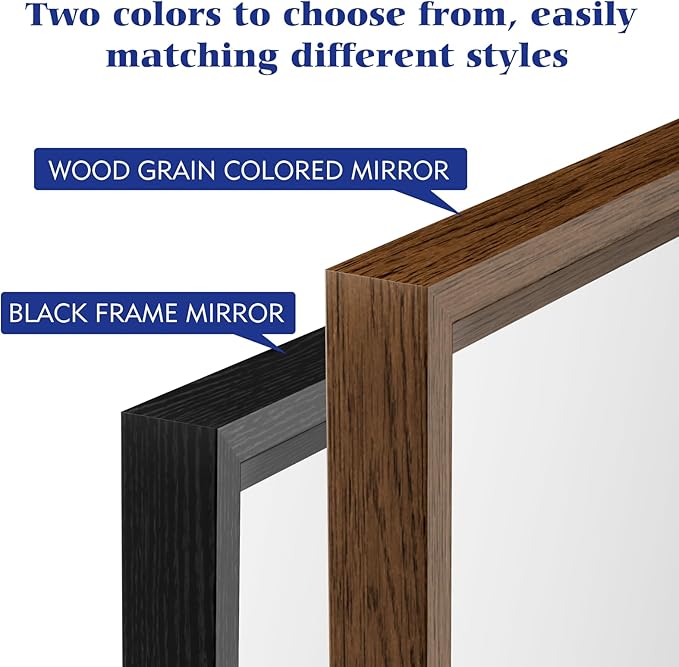 Rectangle Bathroom Mirror 55x30 Inch, Matte Black Framed, 4MM Tempered Glass, Anti-Rust, Wall-Mount Vanity Mirror for Bathroom & Bedroom, Hangs Horizontally or Vertically