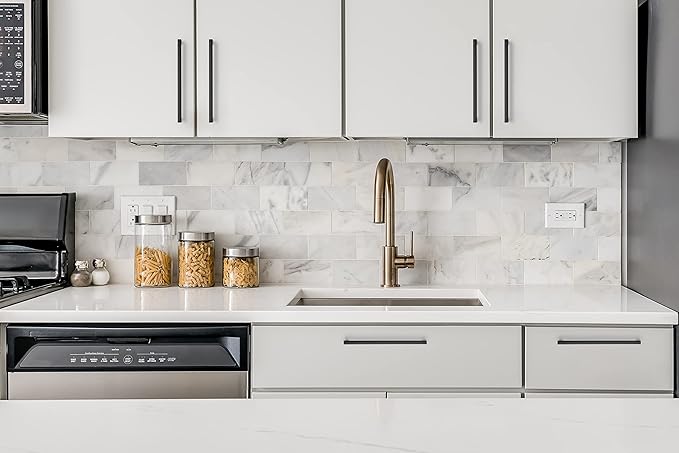 Ravinte 30 Pack Solid 7-1/2 Inch Center to Center Slim Square Bar Drawer Handles Kitchen Cabinet Handles Black Drawer Pulls Kitchen Cabinet Hardware Kitchen Handles Matte Black Cabinet Pulls