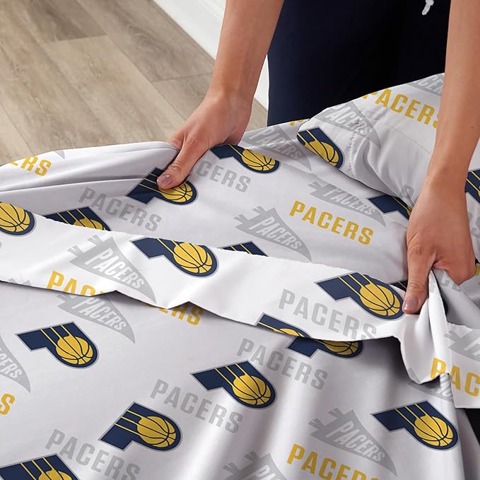 Northwest Officially Licensed Indiana Pacers NBA Twin Size Sheet Set – Soft Team Logo Bedding for Dorms, Bedrooms, Fan Caves & Game Day Style