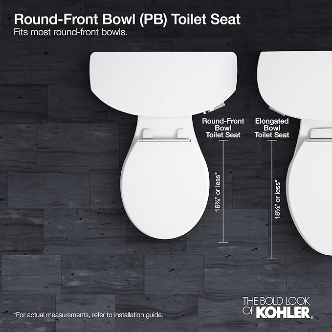 KOHLER K-4639-7 Cachet Quiet Close Toilet Seat, Black, Round