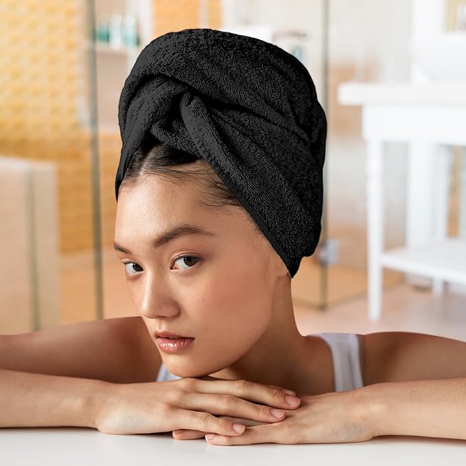24 Pack Black Hand Towels 100% Cotton Spa Towels 16x26 inches Highly Absorbable Facial, Gym, Hair and Face Towels in Bulk Brand