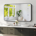 Koonmi Black Framed Bathroom Mirror - 30x50 Inch Shatterproof Tempered Glass Vanity Mirror for Bathroom Sink, Wall Mounted with Matte Aluminum Alloy Frame, No Distortion, Modern Decor
