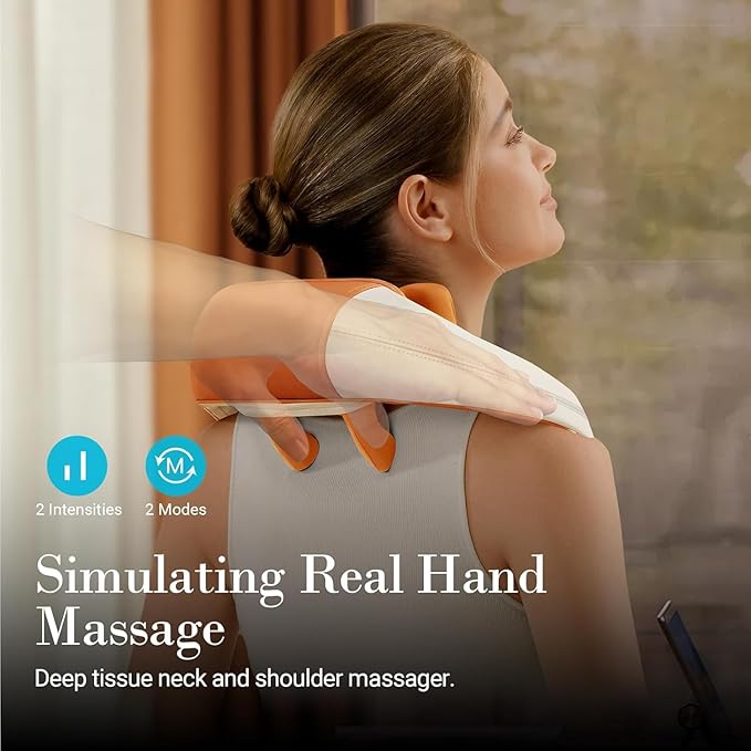 Shiatsu Neck Massager with Heat - Cordless 4D Expert Neck Shoulder Massage for Pain Relief,Upgarded Kneading Massager for Muscle Relaxation, Gifts for Men Women