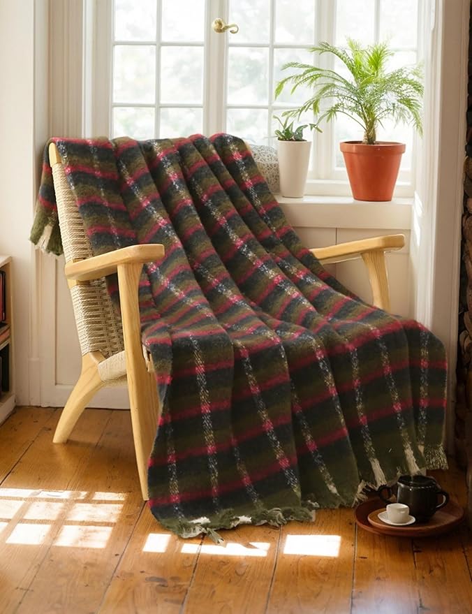 ZonLi Christmas Plaid Throw Blanket, Christmas Decorative Plaid Blankets,Vintage Throws with Tassel for Couch, Bed, Sofa, Chair, Outdoor, Cozy Warm Lightweight Farmhouse Blankets,50" x 60"