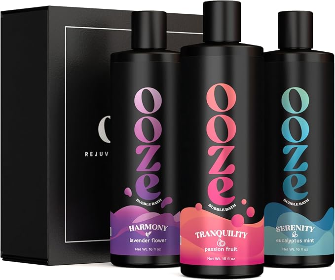 OOZE Bubble Bath Set for Women (16oz ea) Lavender, Eucalyptus & Passion Fruit - Bath and Body Spa Gift Set, Spa Gift for Her - Zero Parabens, Cruelty-Free, Made in The USA
