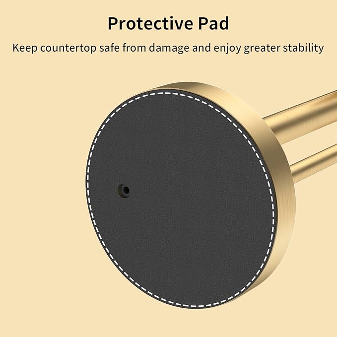 YUMORE Toilet Paper Holder Stand Freestanding, Weighted and Sturdy Stainless Steel Design with Non-Slip Cap, Gold Rustproof Tissue Roll Holder for Modern Bathroom, RV