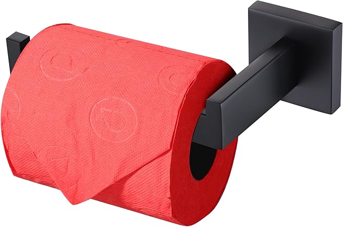 LANC Black Toilet Paper Holder, Bathroom Toilet Paper Roll Holder Wall Mount for Kitchen Washroom Modern Matte Black TP Tissue Holder Dispenser and Hangers Stainless Steel, Left A8807MB-LF