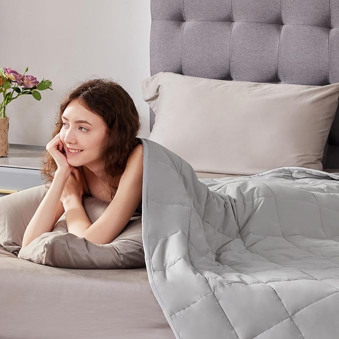 Weighted Blanket Queen/King Size (80"x87" 17lbs),Ultra Soft and Cozy Cooling Weighted Blanket for Adult,Heavy Blanket with Machine Washable Soft Blanket, Stone Grey